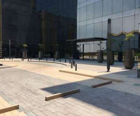 Forecourt paving during installation